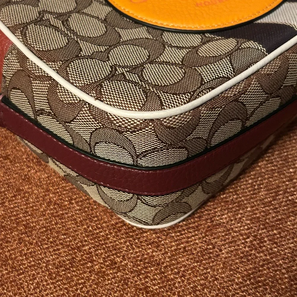 Coach Dempsey Brown and Orange Crossbody Bag - Picture 4 of 8